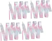 4pcs Gymnastics Ribbon Artistic Ribbons Streamers Silks Rainbow Streamer Glitter Wand Dance Streamer Rainbow Dancer Ribbons Twirling Ribbon Stick Flash Silk and Fiberglass Child