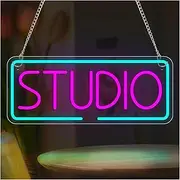 Hanging Art Neon Signs Studio LED Neon Sign USB Powered Dimmer Switch Wall Decor Light for Living Room Recording Room Music Room 15cmx37cm
