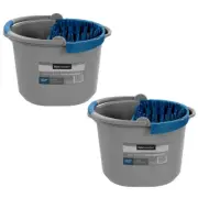 2x Boxsweden 10.5L Mop Wringer Bucket Kitchen Floor Cleaning w/ Soft Grip Handle
