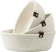 3pack Small Basket - Woven Storage Basket for Kids Toy Corner Basket Snack Storage Cute Home Basket Organizer for Shelves Gift Baskets (White)