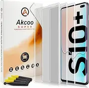 [3 Pack] Galaxy S10 Plus Screen Protector,Akcoo UV Full Adhesive Tempered Glass film[Ultrasonic Fingerprint Compatible][Sensitive Touch]for Samsung Galaxy S10 Plus 6.4 Inch