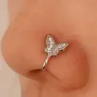 Zircon Clip On Nose Hoop Ring Copper Non Pierced Ear Clip Cuff Nightclubs