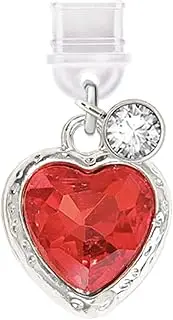 ELISE & FONDA TP639 Type-C Charging Port Anti Dust Plug Little 3D Crystal Love Heart Cell Phone Charm for iPhone 15/16/Samsung/OnePlus/Xiaomi/oppo Android Phones (Red)