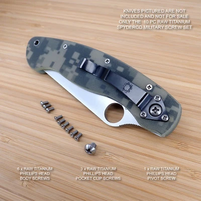 Spyderco Military 10pc RAW Titanium Screw Set - NO KNIFE - (MUST READ WARNING)