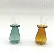 SPANSEE 2 PCS Mini Vase for Cat Whiskers, Miniature Holder, Tiny Decor (Green, Yellow)