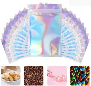 200 Pcs Reusable Holographic Rainbow Mylar Zip Lock Bags, Aluminum Foil & PET Co