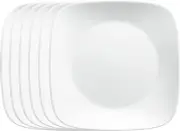 Corelle 6-Piece, Square 9" Pure White Plate Lightweight
