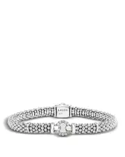 Lagos Enso Sterling Silver Caviar Bracelet with Diamonds