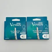 Gillette Venus Facial Hair & Skin Care Razor Refills 4 Cartridges Ea 8 Total NEW