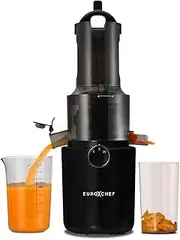 EuroChef Cold Press Slow Juicer Machine, Large Chute, 200W, Charcoal Grey