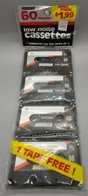 Cassettes Digitech 60 Min Low Noise 4 pack Media Vtg Walkman