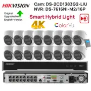 Hikvision 16CH 8K NVR CCTV System 4K IP Camera ColorVu+IR Hybrid Light MIC POE