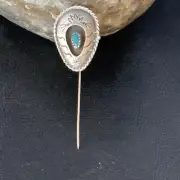 Old Pawn Navajo Hair Pin Sterling Silver Blue Turquoise Navajo 2.5" 13729