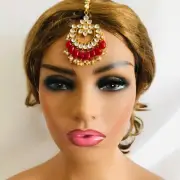 Ruby Kundan Mang Tika,Ruby Pearl Kundan Mang Tika,Kundan Head Piece,Maang Tika