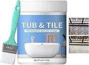 Bath Resurfacing Repair Enamel Paint, White Bath Enamel Paint, Tub And Tile Refinishing Kit, Tile Paint For Sinks, Bathtub Repair Kit With Brush, Water Based & Low Odor, Easy To Use, 500g