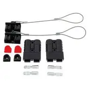 Hulk 4X4 Blck 50Amp Connector Kit W/2X Plastic Covers, 4X Cable Fixing Plugs 2pk - HU6942