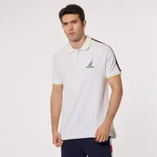 【NAUTICA】COMPETITION男裝雙肩撞色短袖POLO衫(白)