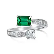ANYCO Ring Rhodium Plated CZ 5A 1ct Heart Pear Cut Solid 925 Sterling Silver Ring Halo Engagement Wedding Ring