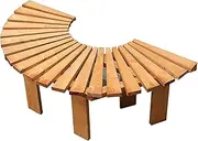 Solid Wood Slatted Seat Outdoor Garden Bench, Weatherproof Tree Benches 2-Person Seat Backless Wooden Porch Bench, Semicircular Round Leisure Patio Bench Seating(Round)