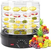 Electric Food Dehydrator, 350W Tray Food Dehydrator, with 5 Removable Trays, 35-70° Temperature Adjustable, Transparent Visual Fruit Tray, for Drying Fruit, Meat, Vegetable, Jerky and Pet Treat Black