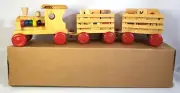 Building Blocks Train Set Wooden Toy ABC Letters Numbers New 3 piece cars box