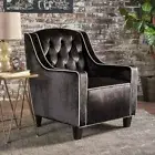 Milan Two Tone TUFTED Black New Velvet Club Chair ArmChair