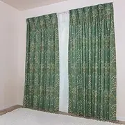[Kaeylace] Flame-retardant Curtain Set of 2 Panels (Thick 2, Lace) [Made in Japan 144 Size] William Morris [Blackthorn Black Tone] Thick (Heat Insulation, Thermal Insulation, Grade 3 Light Blocking) +