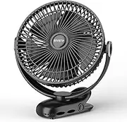 BIVBTP 12000mAh Clip on Fan Rechargeable, 8 Inch Car Fans with Sturdy Clamp & 4 Speeds Strong Airflow,6-30hrs Quiet Personal Fan for Stroller Golf Cart Office Desk Camping