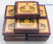 Sandalwood Incense Cones 12 Boxes of 10 Kamini Aromatics Free Post AU.