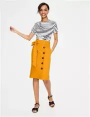BODEN Leonora Skirt MUSTARD YELLOW LINEN MIX RRP £70 T0342 UK 22R BRAND NEW S2