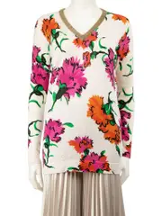 Floral Pattern Knitted Sweater