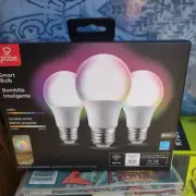 3 LED Globe Smart Wifi 60W Equivalent A19 Bulbs Color Changing