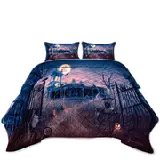 Scary Haunted Manor Halloween Coverlet