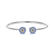 Anyco Bracelet Round Blue Diamond Charms Bangle Accessories