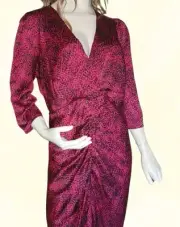 Wayne Cooper Modern Muse Red Midi Dress Size 16 RRP $149.95 Animal Print Ruched