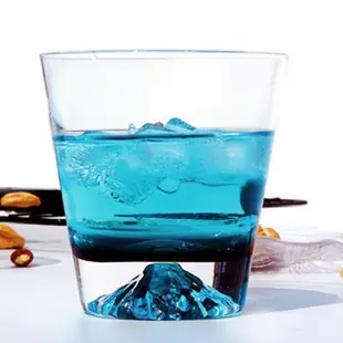 日式創意雪山杯家用富士山玻璃杯 墨水藍冰山杯檸檬杯玻璃飲料杯