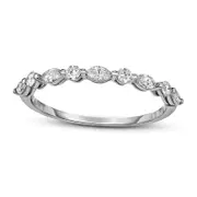 0.25 CT. T.W. Marquise and Round Natural Diamond Alternating Stackable Band in Solid 14K White Gold