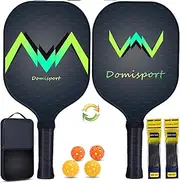 Domisport Pickleball Paddles Set of 2,Upgraded Friction Pickleball Paddles w/Texture Design, Durable Paddle Board, w/Pickleball Balls & Pickleball Bag & Grip Tapes,Ideal Pickleball Gifts for Family