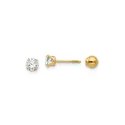 Finest Gold 4 mm 14K Yellow Gold Madi K Polished Reversible Cubic Zirconia Ball