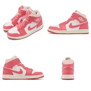 【NIKE 耐吉】Wmns Air Jordan 1 Mid 女鞋 男鞋 粉紅 白 草莓奶油 AJ1 一代 喬丹(BQ6472-186)