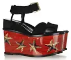 NIB YSL SAINT LAURENT Vintage Palma Black Suede Starfish Platform Wedge Pumps 38