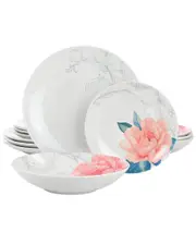 Martha Stewart 12pc Fine Ceramic Floral Dinnerware Set