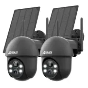 ANRAN 2PCS Solar Security Camera Battery Powered Outdoor Wireless WiFi CCTV PTZ