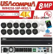 Dahua 4k 16ch Security Camera System 12 x 4MP Kit NVR4216-16P-4KS2/L 2TB