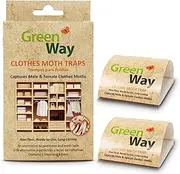 GreenWay Clothing Moth Traps (2 Traps) - Moth Traps for Clothes Closets - Alternative to Cedar Balls and Moth Balls for Closet - Pheromone Attractant & Eco