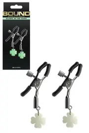 nsnovelties Bound Glow In The Dark Shamrock Nipple Clamps