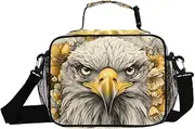 Insulated Lunch Box Bald Bird Flower for Women Men - Ideal for Work, Picnics - Includes Adjustable Shoulder Strap