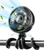 Mini Portable Stroller Fan, Small Clip on Fan, 6 inch/16cm Detachable 5 Speed