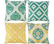 Set of 4 pillowcases 45 x 45 cm linen and cotton cushion covers elegant cushion cover