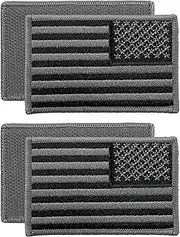 Templar Armoury (2-Pack) USA American Flag Patch 3 x 2 Premium Embroidered - Hook and Loop - United States of America - Military Uniform - US Flag Patch - Silver and Black (Right Side)